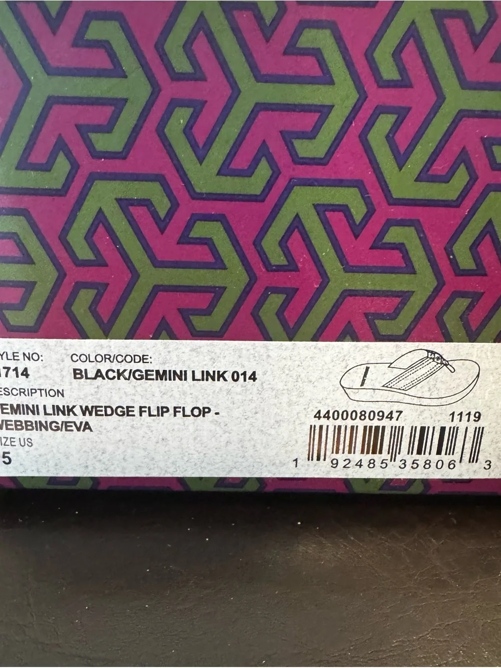 Tory Burch Gemini Link Wedge Flip Flops Leopard Black Size 5 w/ Box